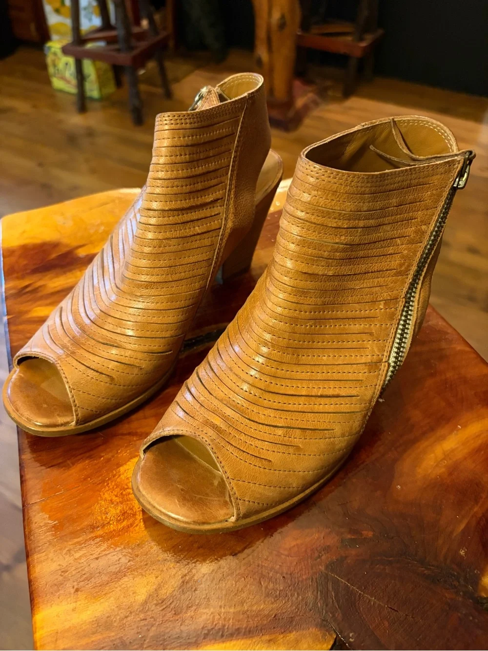 Paul Green Cayanne Peep Toe Sandal Cognac 4.5 US 7